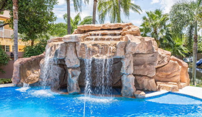 Water Falls Pool Waterfalls Near Me-Palm Beach Custom Concrete Contractors