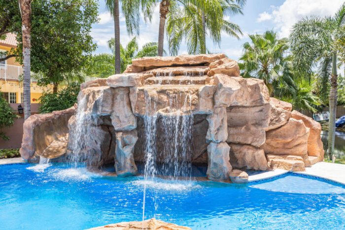 Water Falls Pool Waterfalls Near Me-Palm Beach Custom Concrete Contractors